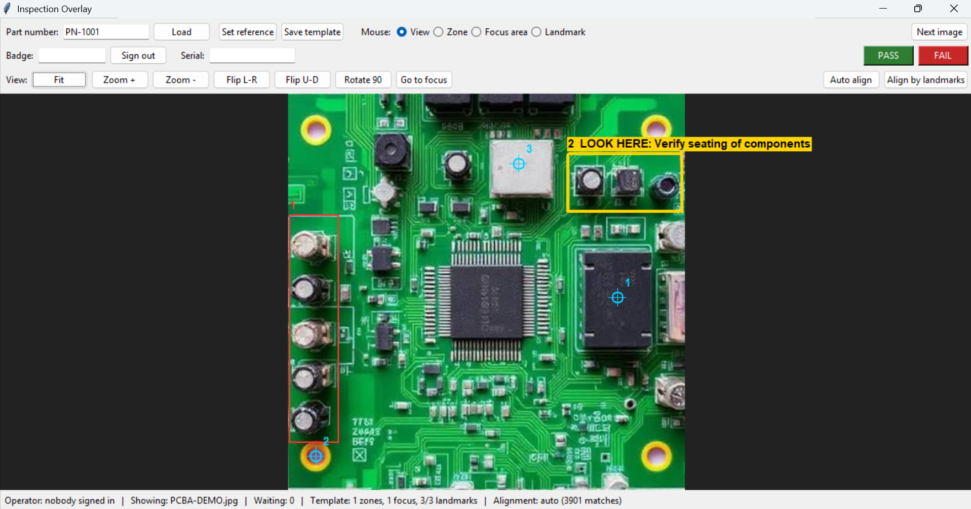 Inspection Overlay showing zones drawn over an image